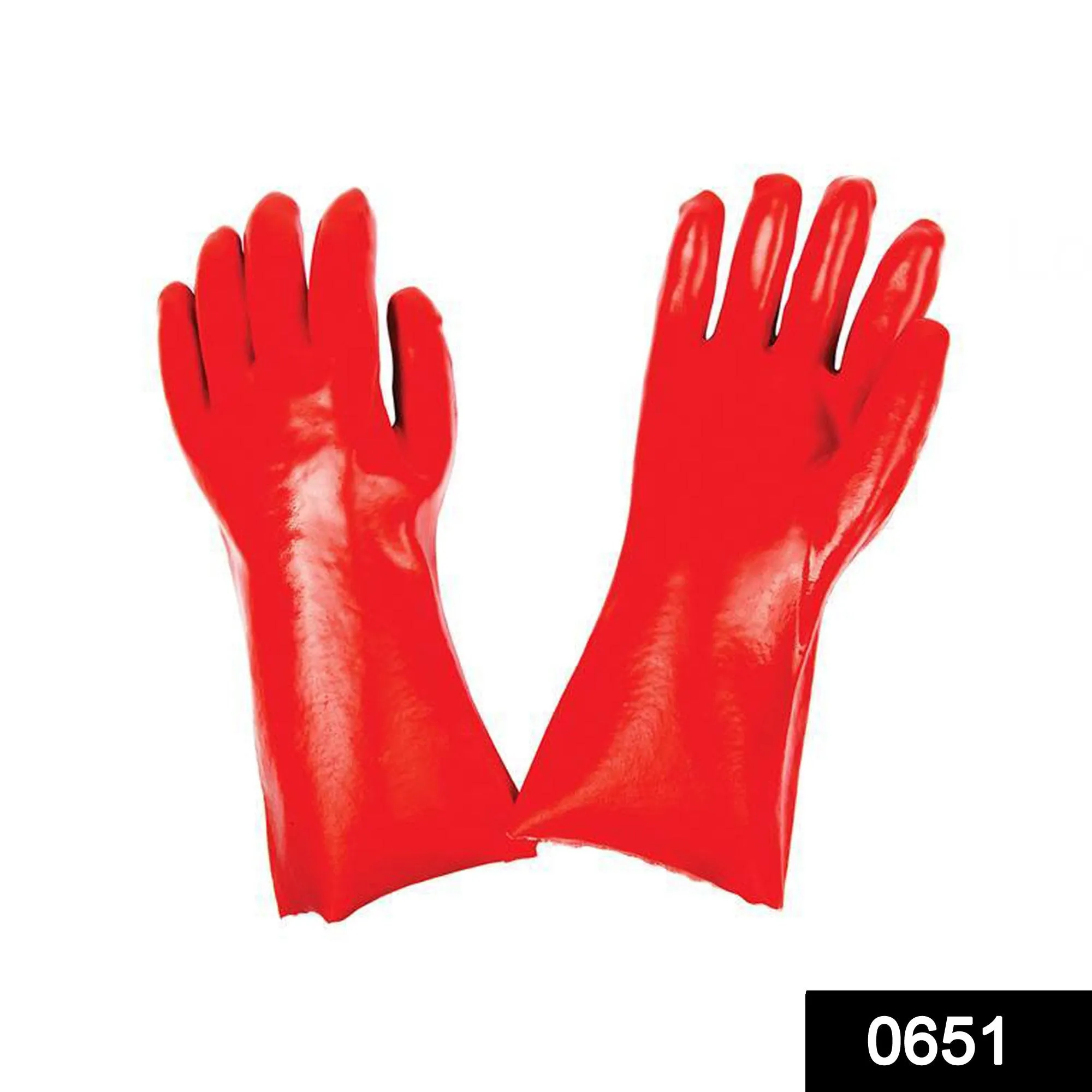 0651 - Cut Glove Reusable Rubber Hand Gloves (Red) - 1 pc