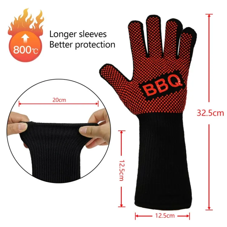 1 Pair High Temperature Resistant Silicone BBQ Gloves  Anti-Scalding Gloves(Fish Bone Blue)