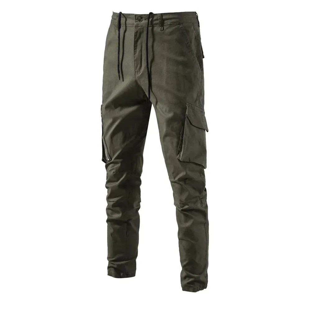 100% Cotton Men's Cargo Trousers High Quality Casual Pants for Men New Spring Zipper Multi-pockets Streetwear Pants Men v1