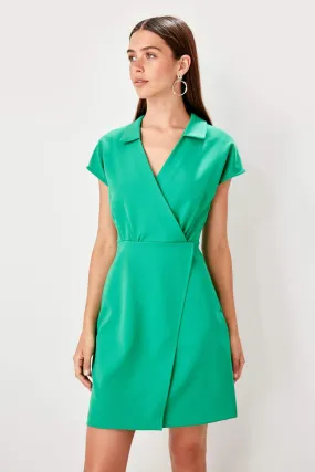 12842 Green Wrap Skirt Dress