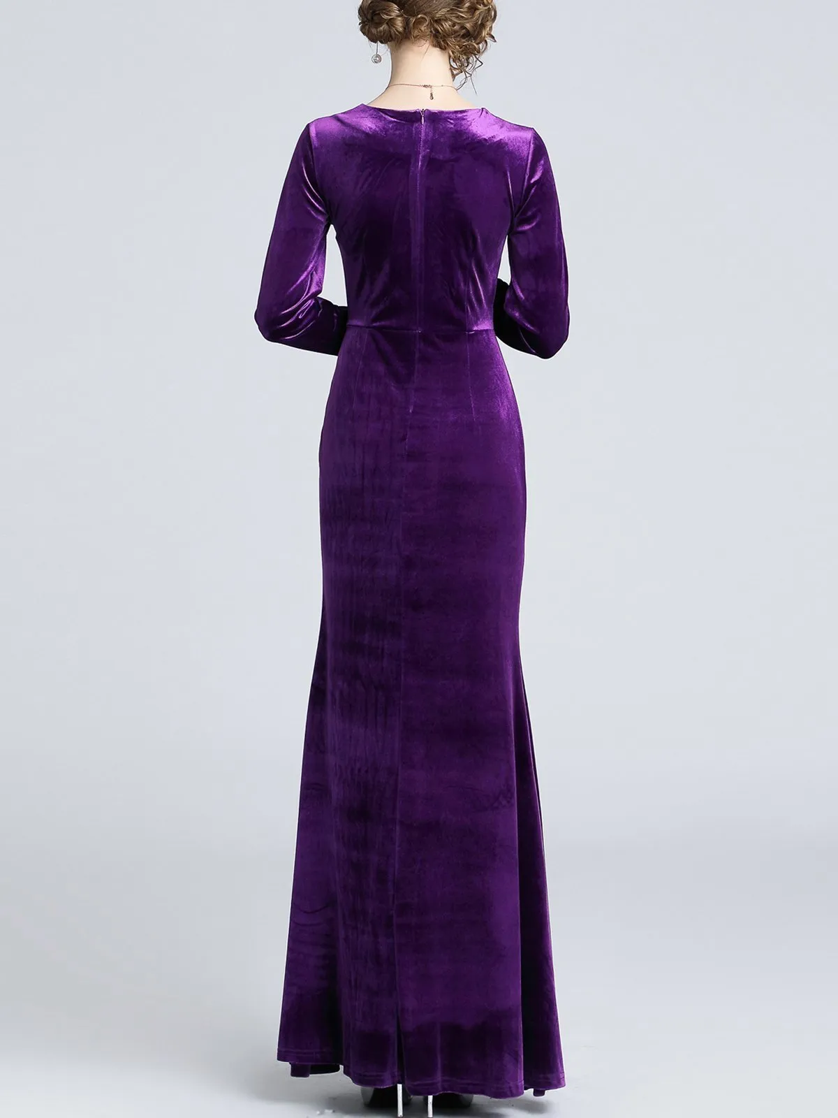 1950s Velvet Solid Wrap Dress