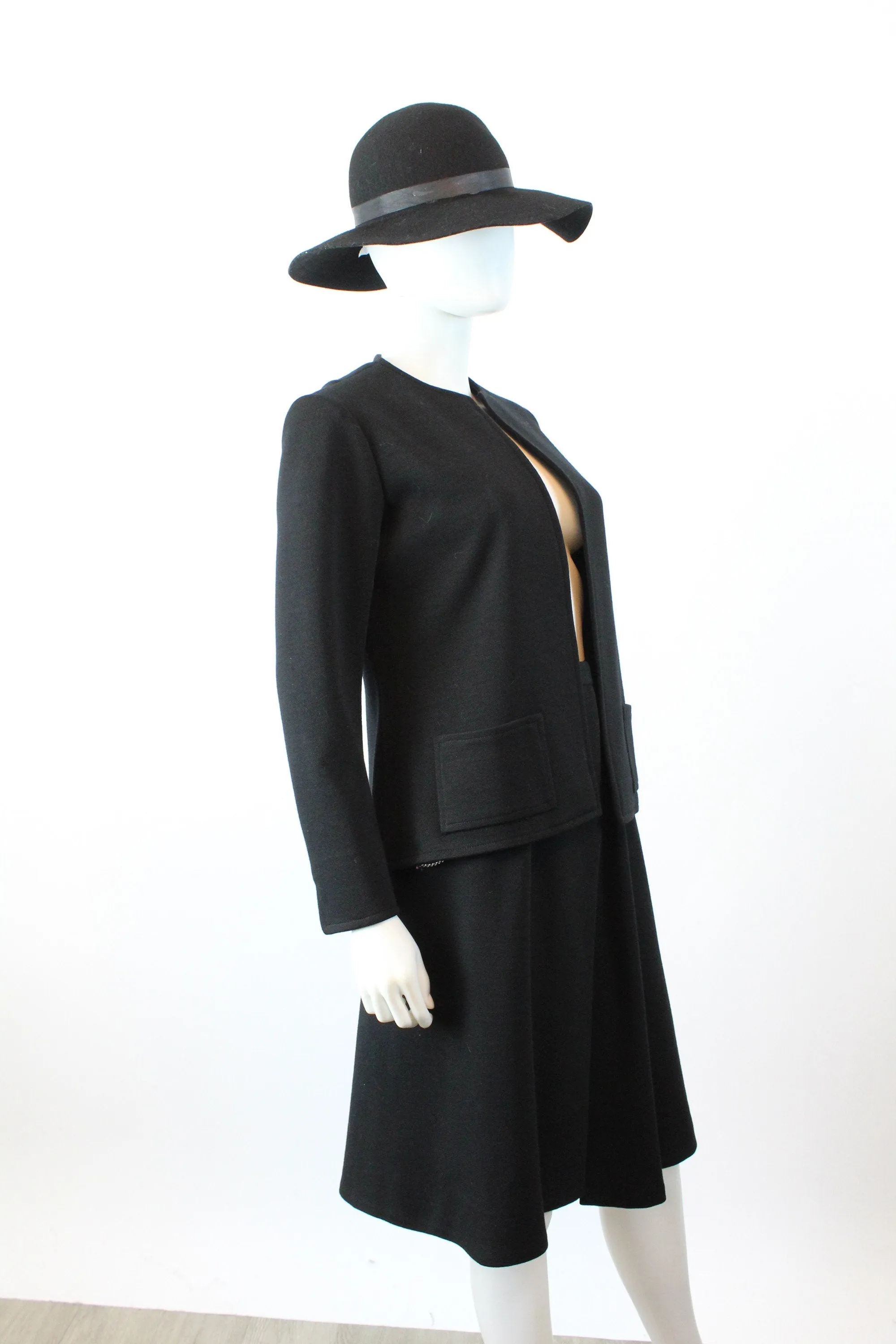 1970s HALSTON SUIT wrap skirt and jacket xs | new winter