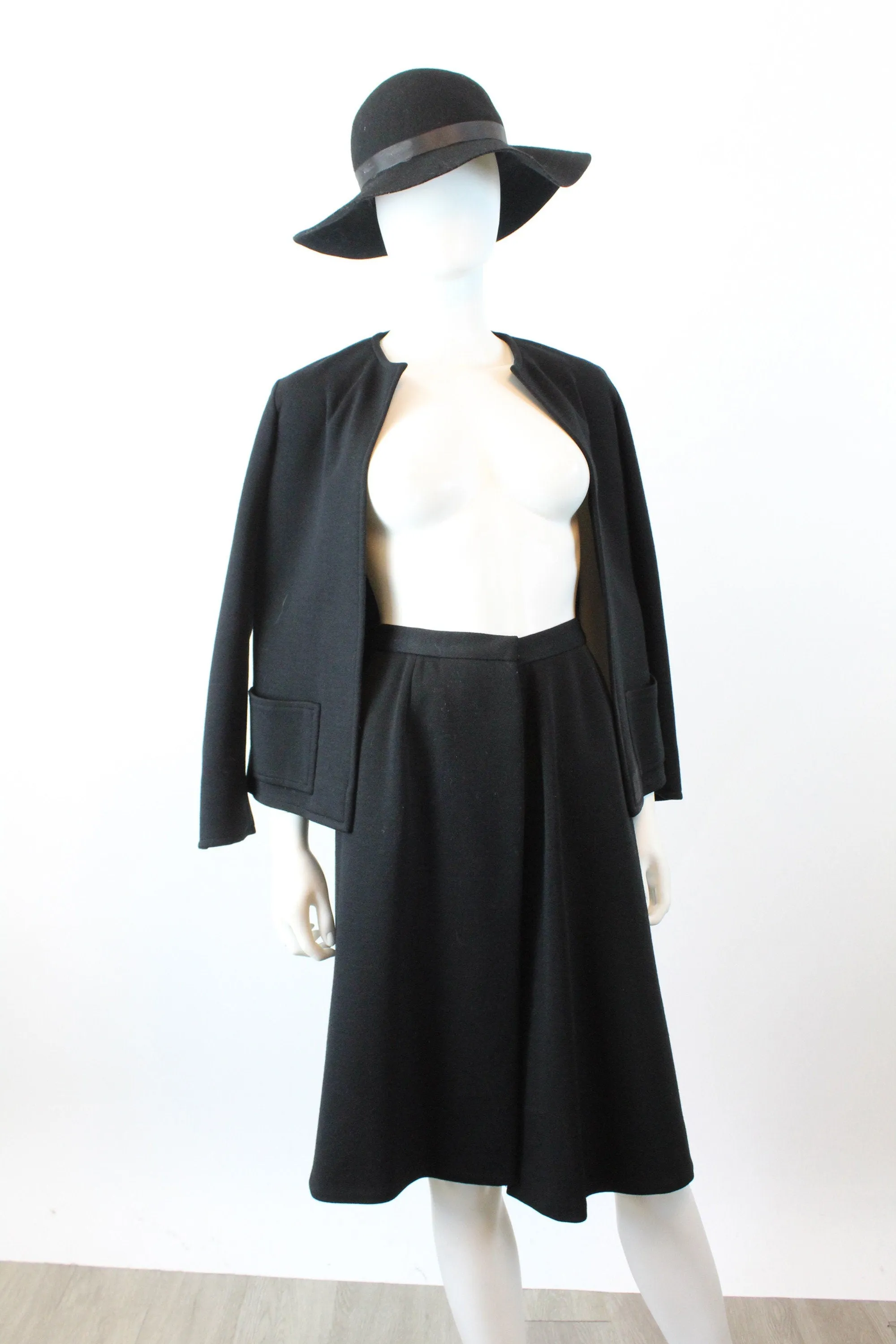 1970s HALSTON SUIT wrap skirt and jacket xs | new winter