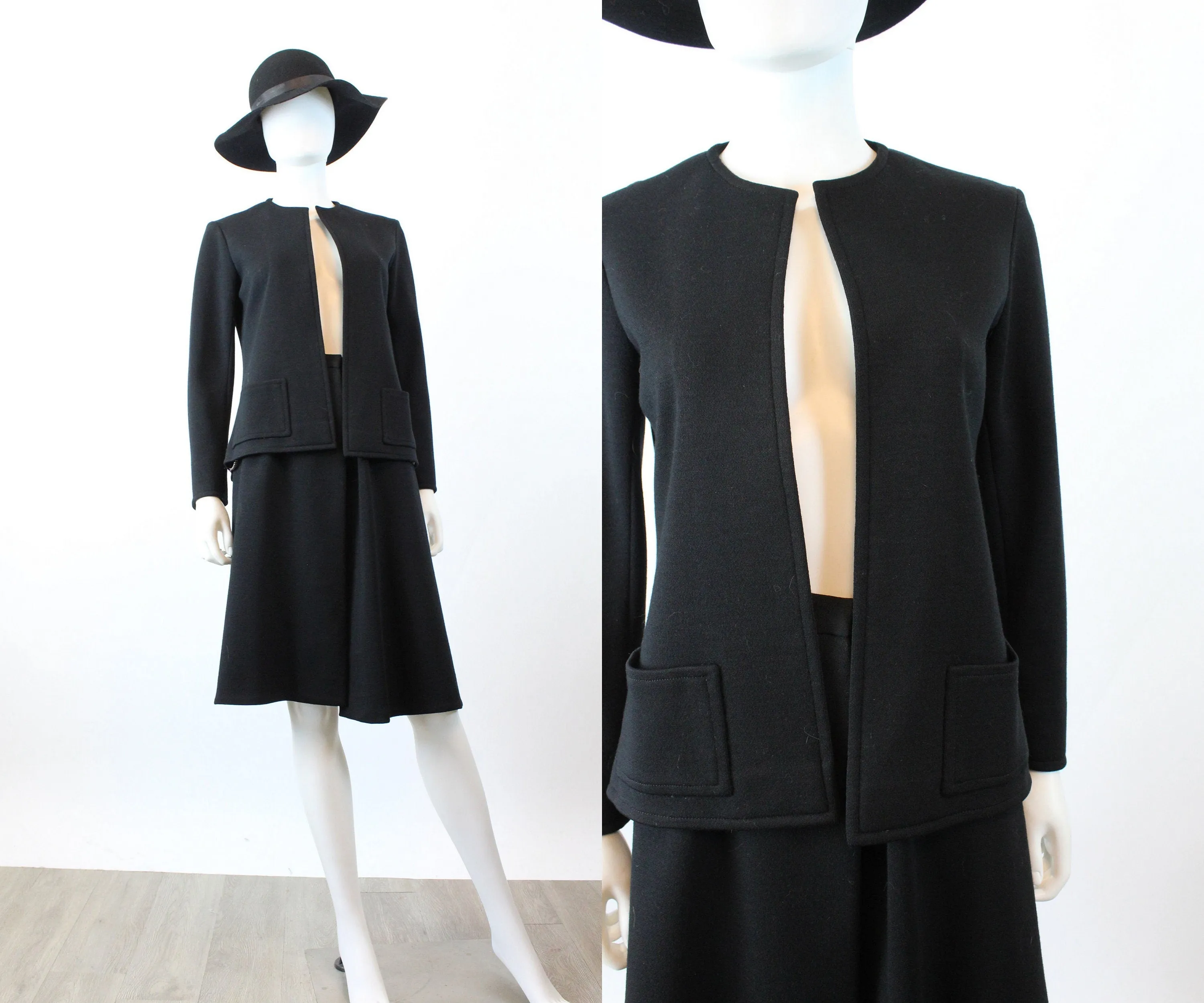 1970s HALSTON SUIT wrap skirt and jacket xs | new winter