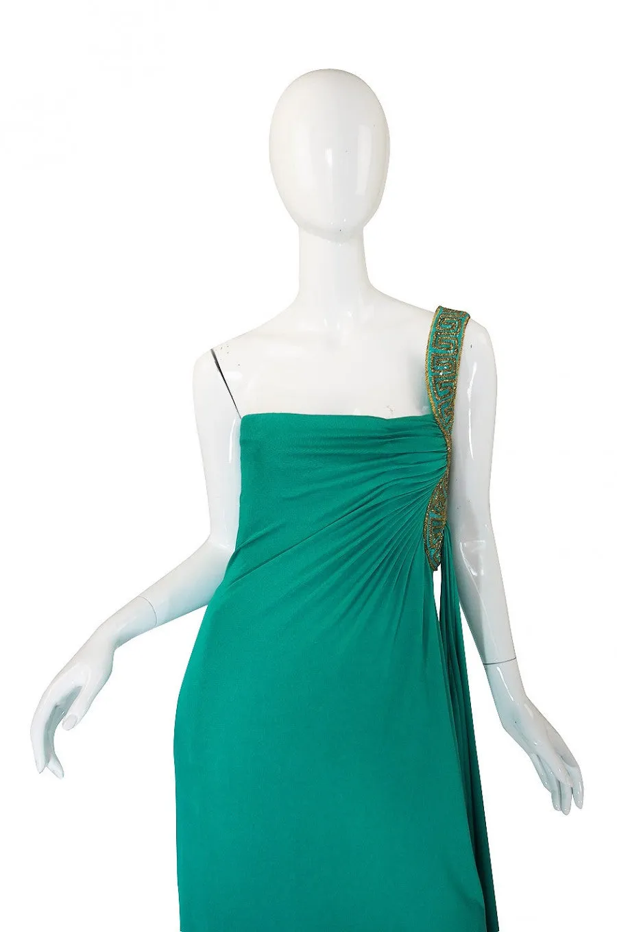 1970s Travilla Jersey Goddess Gown