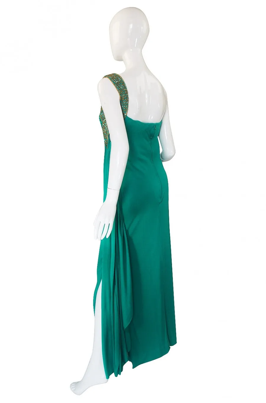 1970s Travilla Jersey Goddess Gown