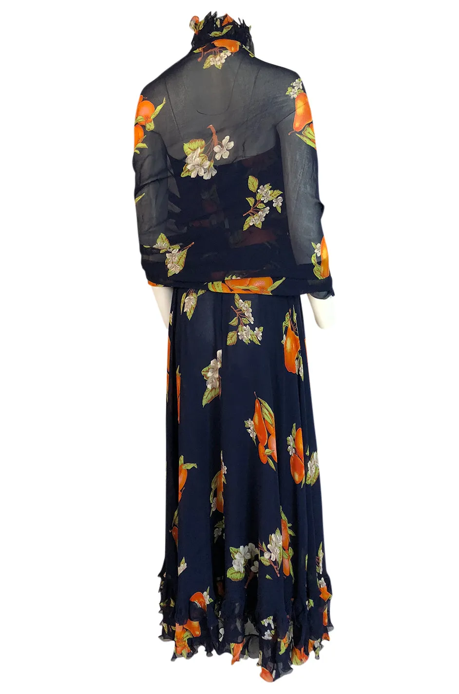 1970s Valentino Four Piece Roma Print Full Length Halter Top Dress Set