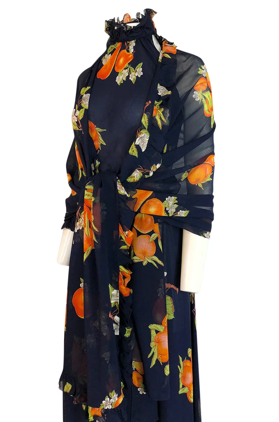 1970s Valentino Four Piece Roma Print Full Length Halter Top Dress Set