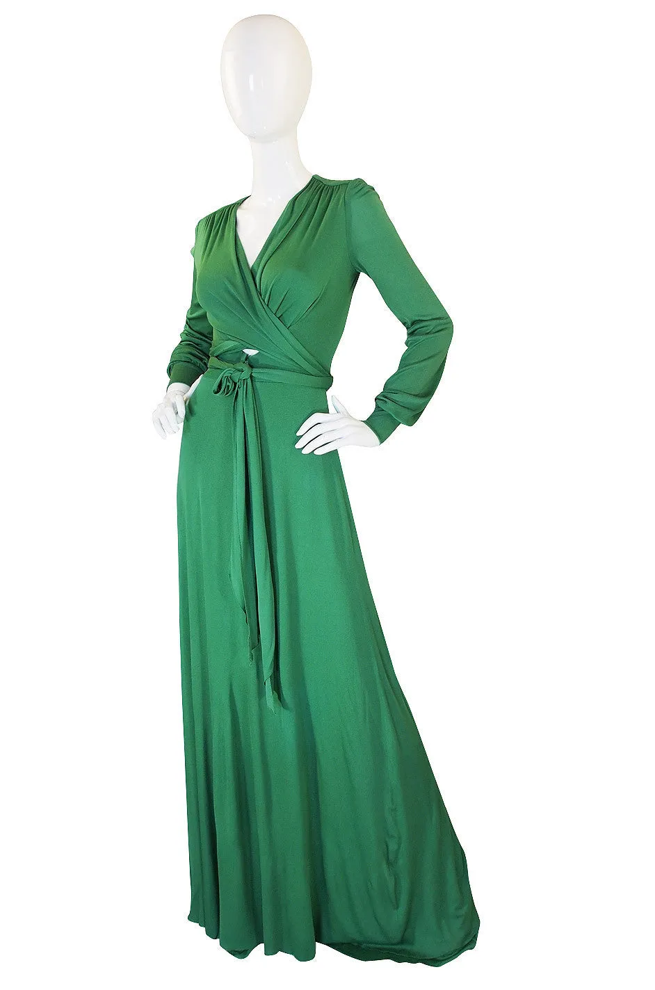 1970s Wrap Tie Front Holly's Harp Maxi Dress