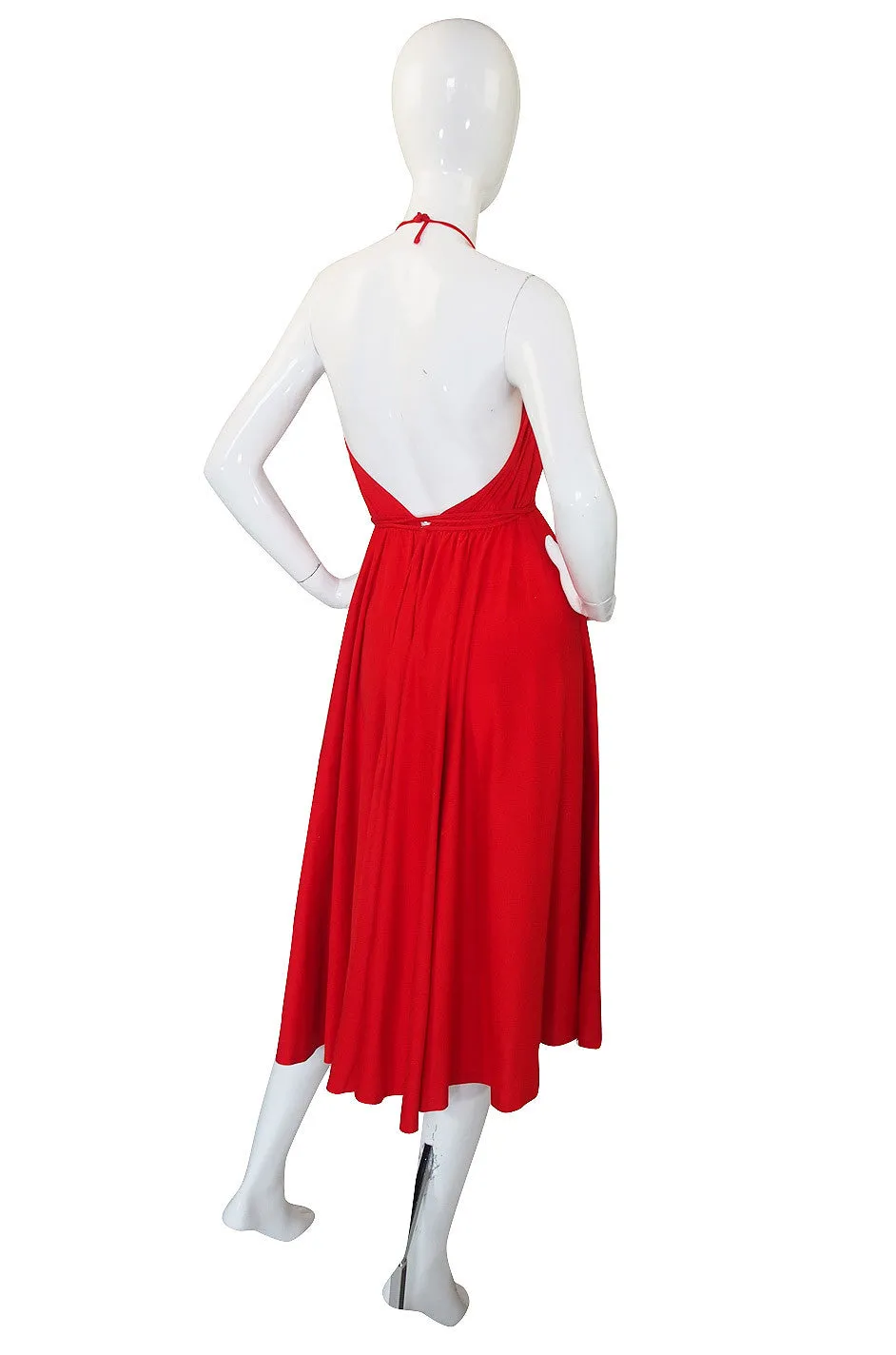 1978 Collection Rare Backless Red Halston Dress