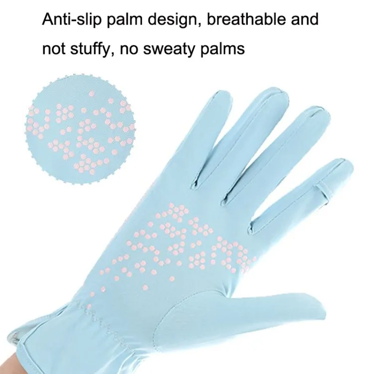 1pair Driving Sunscreen Anti-ultraviolet Thin Summer Ice Silk Dew Finger Non-slip Riding Gloves Free Size(Cloud Black)