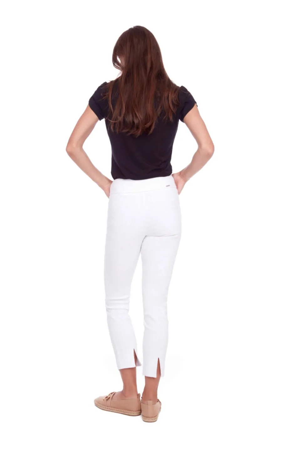 68108 White Back Slit Ankle Stretch Pant