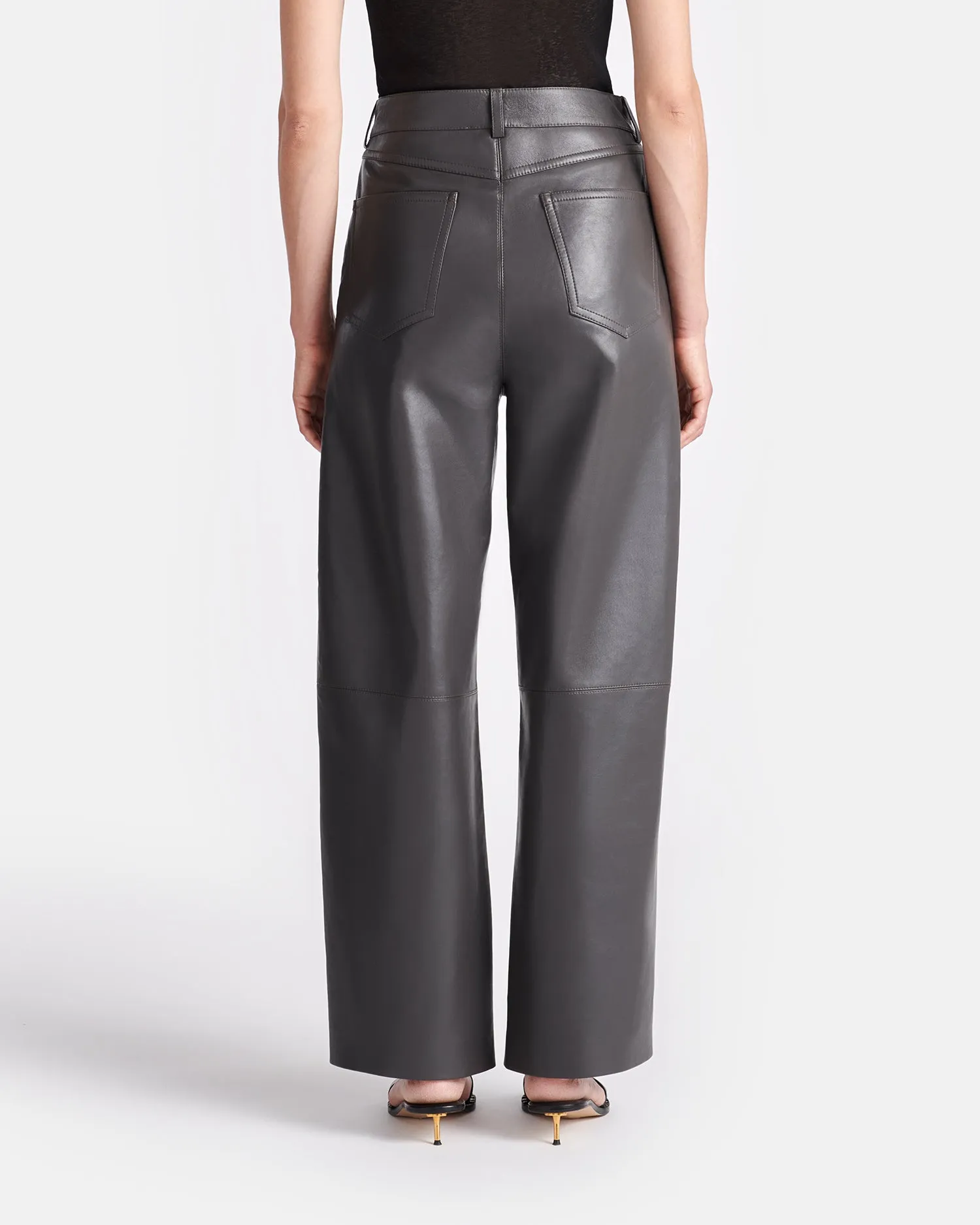 Abrah - Regenerated Leather Barrel-Leg Pants - Midnight Green