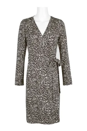 Adrianna Papell Surplice Neck Long Sleeve Tie Side Multi Print Rayon Jersey Faux Wrap Dress