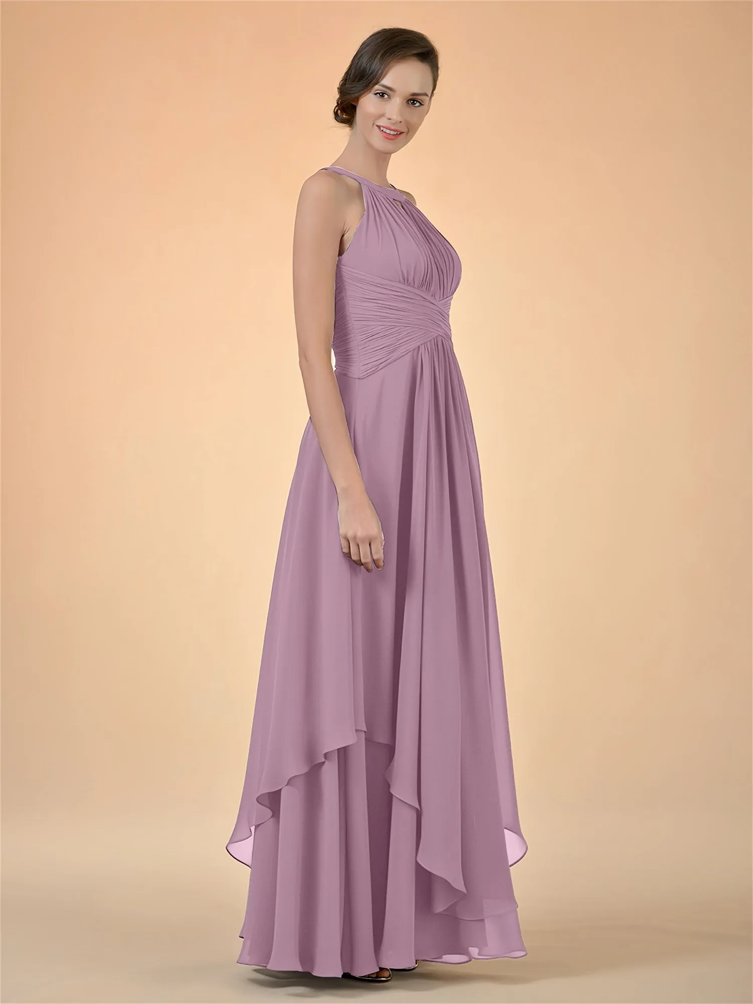 ALICEPUB Jewel Chiffon Bridesmaid Dress Long A-Line Party Prom Gown Evening Dress Plus Size