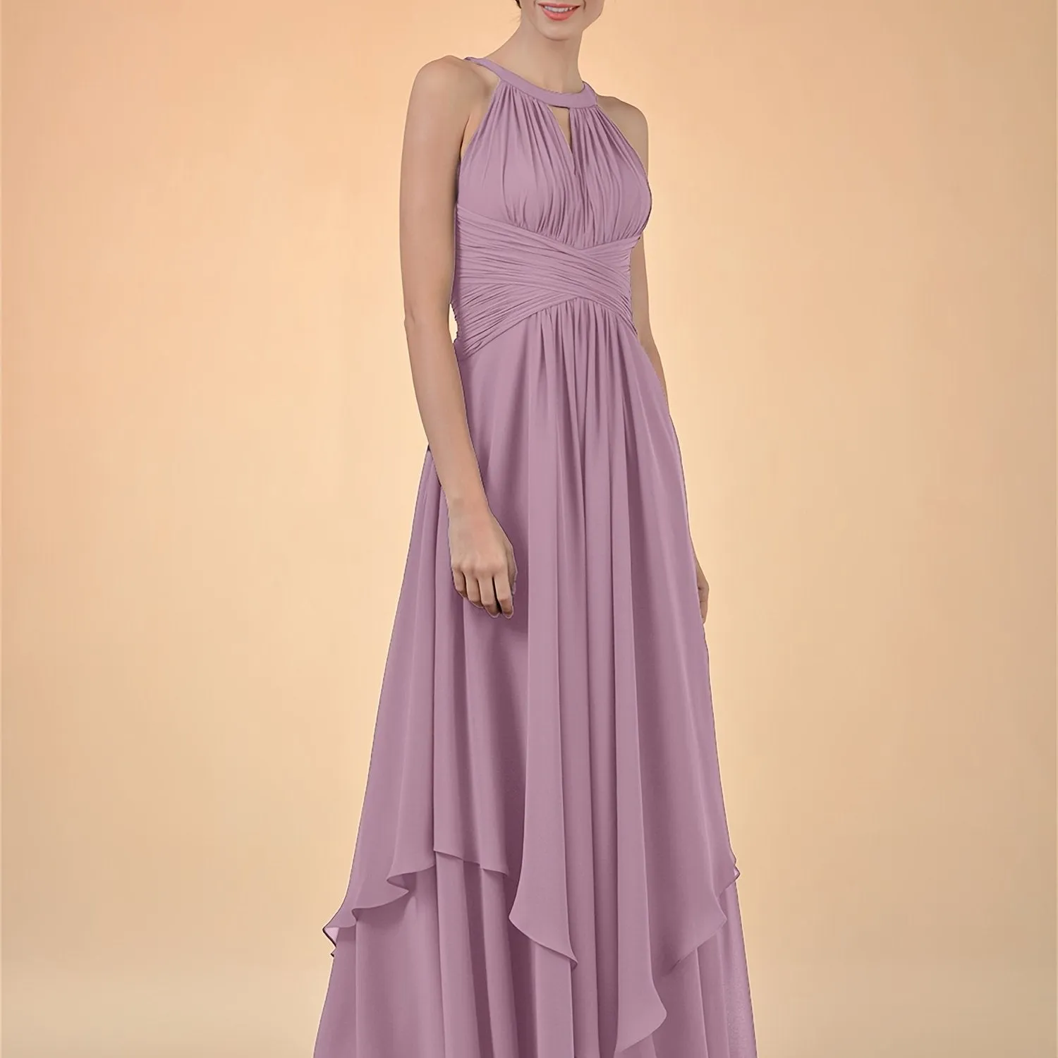 ALICEPUB Jewel Chiffon Bridesmaid Dress Long A-Line Party Prom Gown Evening Dress Plus Size