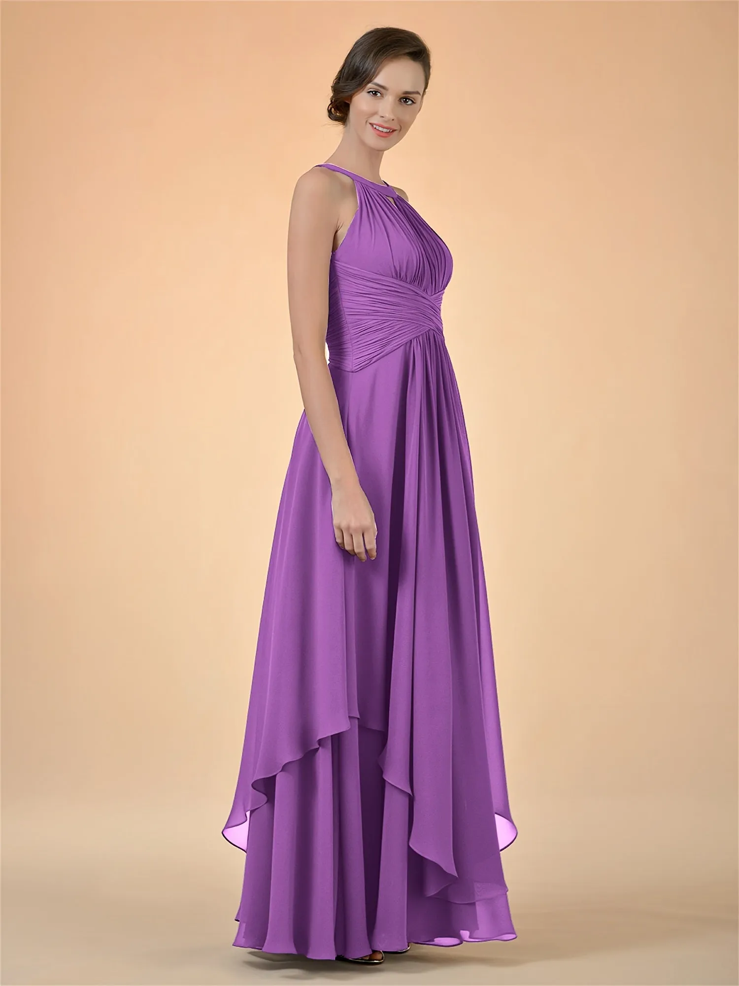 ALICEPUB Jewel Chiffon Bridesmaid Dress Long A-Line Party Prom Gown Evening Dress Plus Size