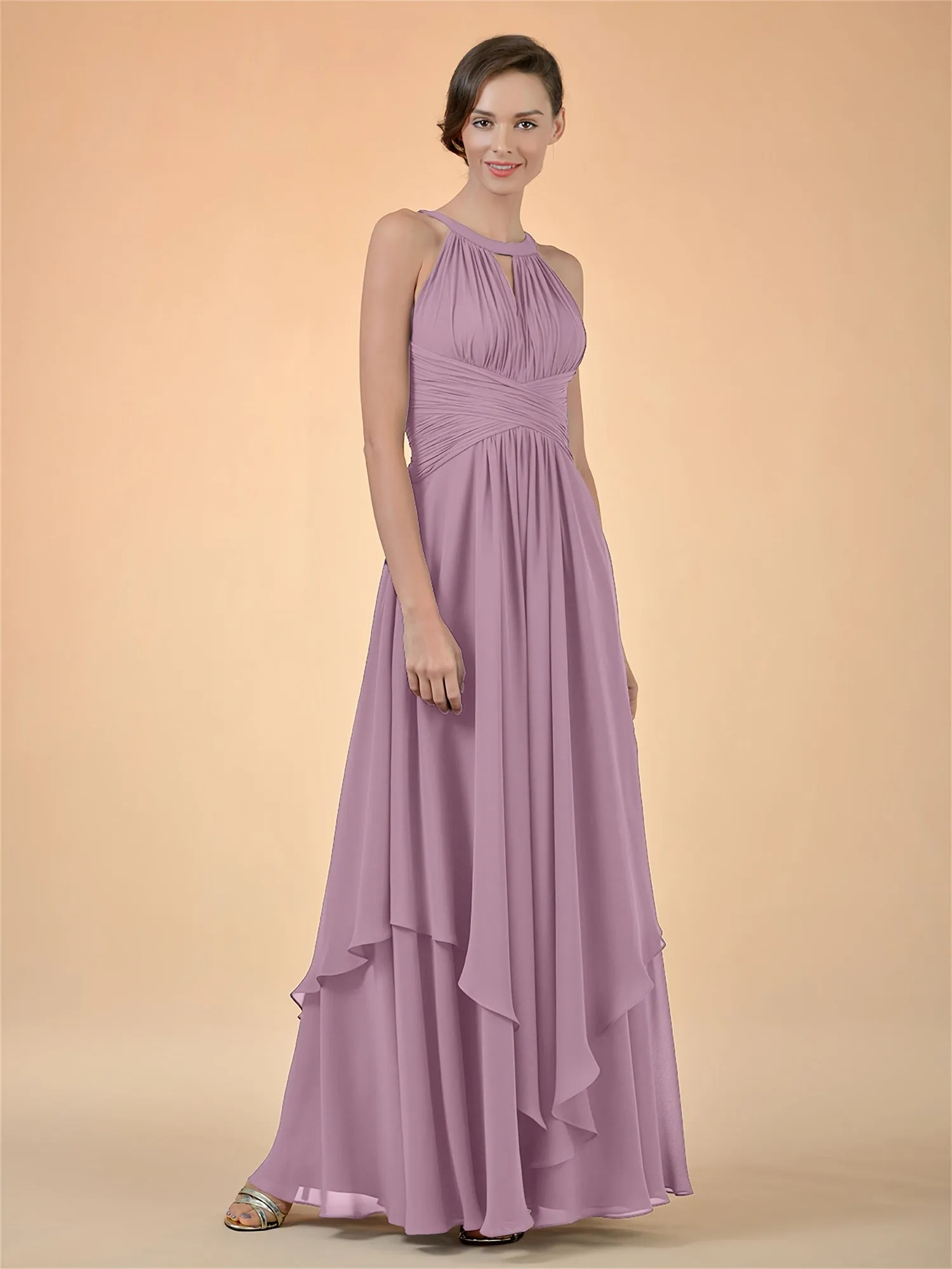 ALICEPUB Jewel Chiffon Bridesmaid Dress Long A-Line Party Prom Gown Evening Dress Plus Size