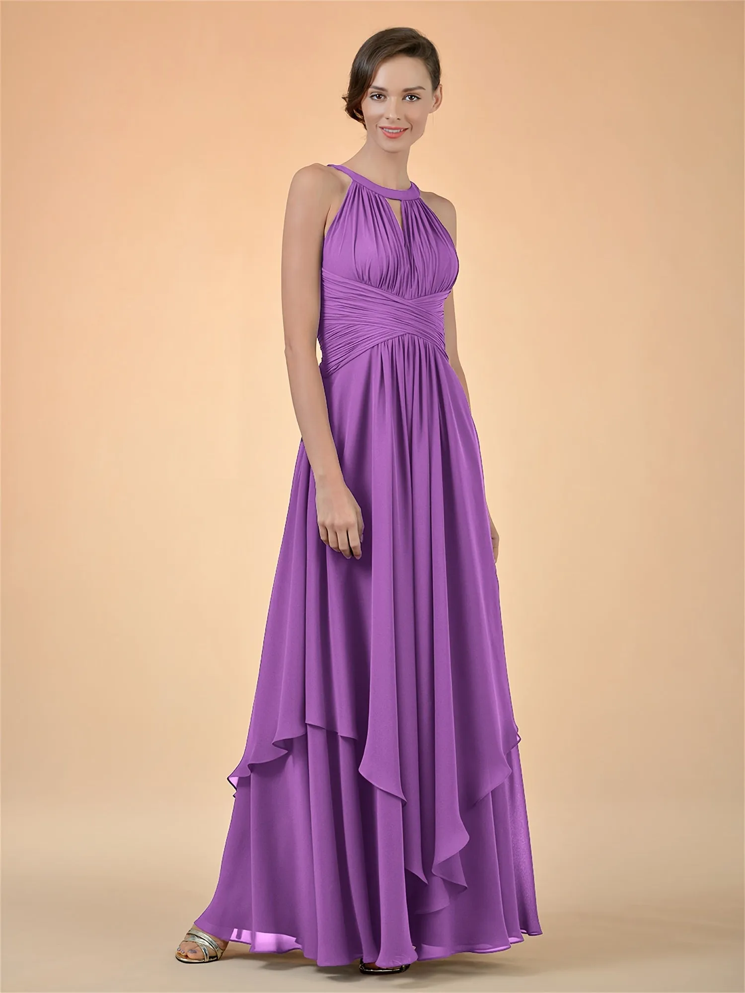 ALICEPUB Jewel Chiffon Bridesmaid Dress Long A-Line Party Prom Gown Evening Dress Plus Size