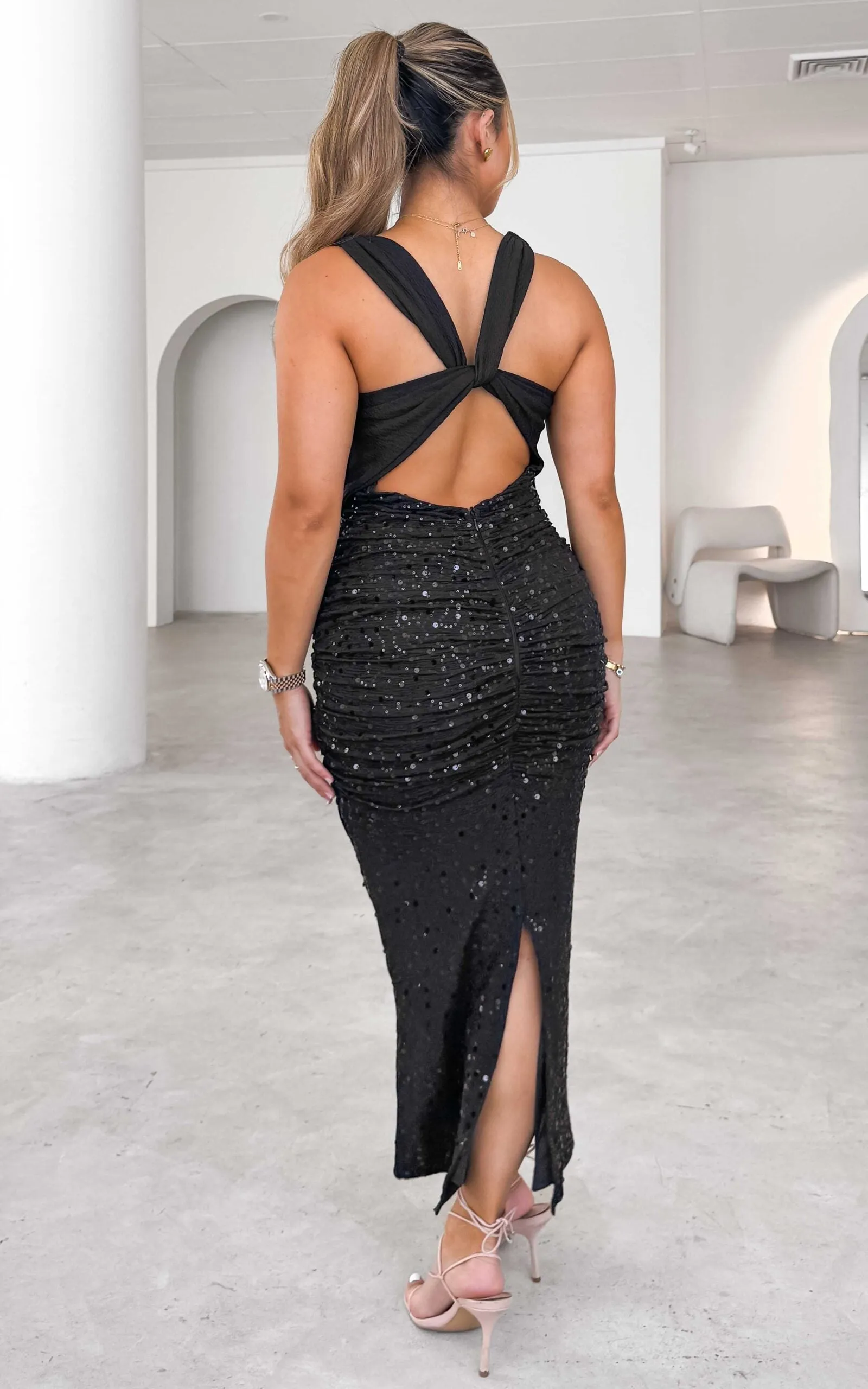 Alvarez Sequin Maxi Dress - Black