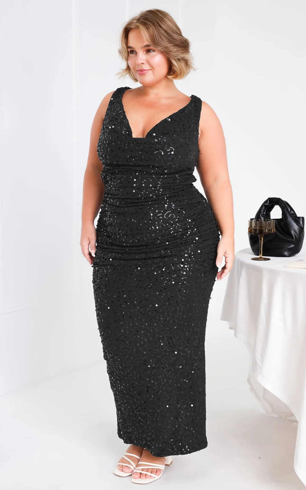 Alvarez Sequin Maxi Dress - Black