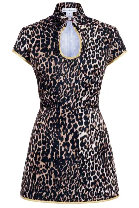 Anna Mae Leopard Satin Mini Dress - Made to Order