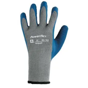 Ansell PowerFlex Gloves, 10, Blue/Gray, 80-100-10