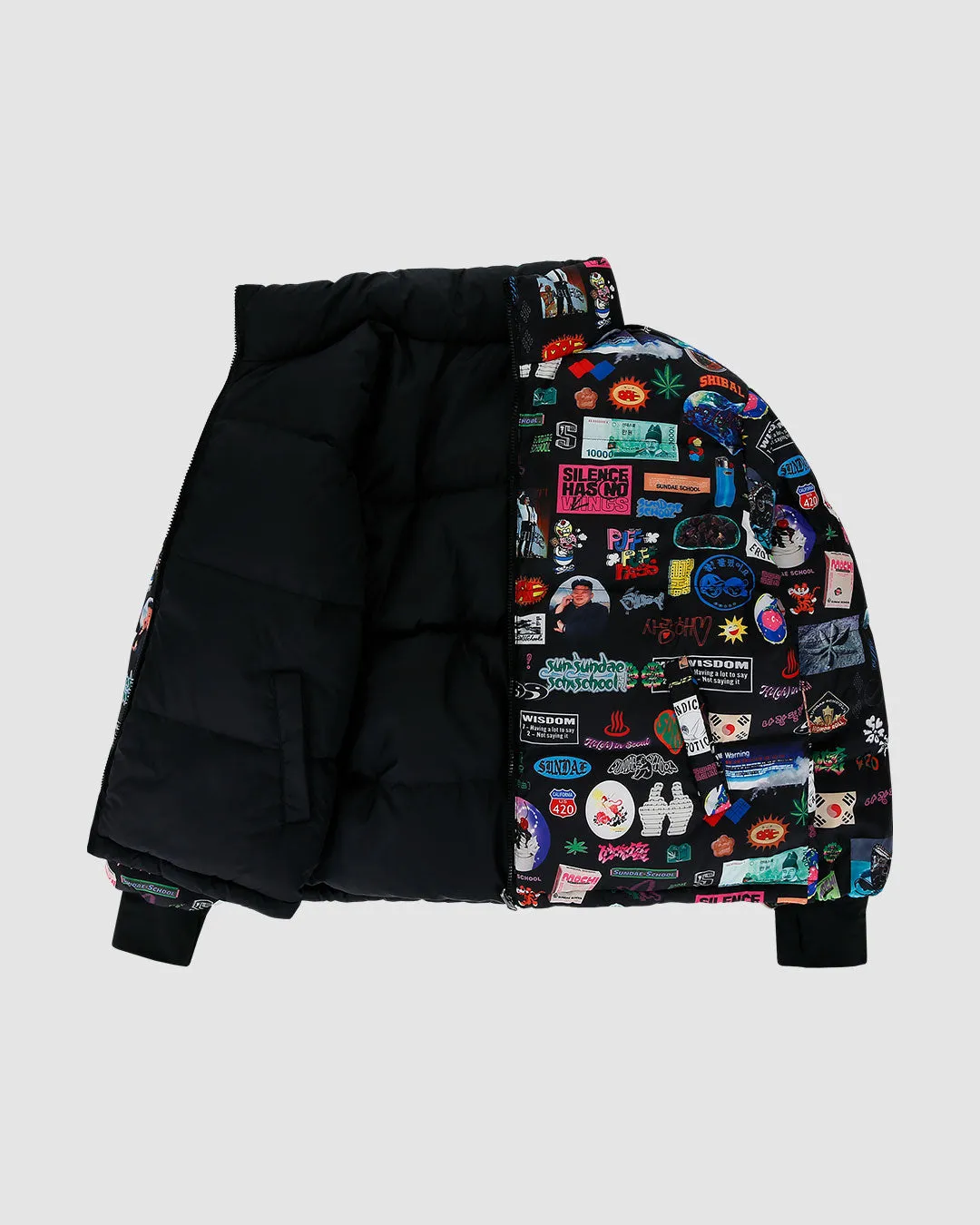 Archive Collage Puffer Jacket (Reversible)