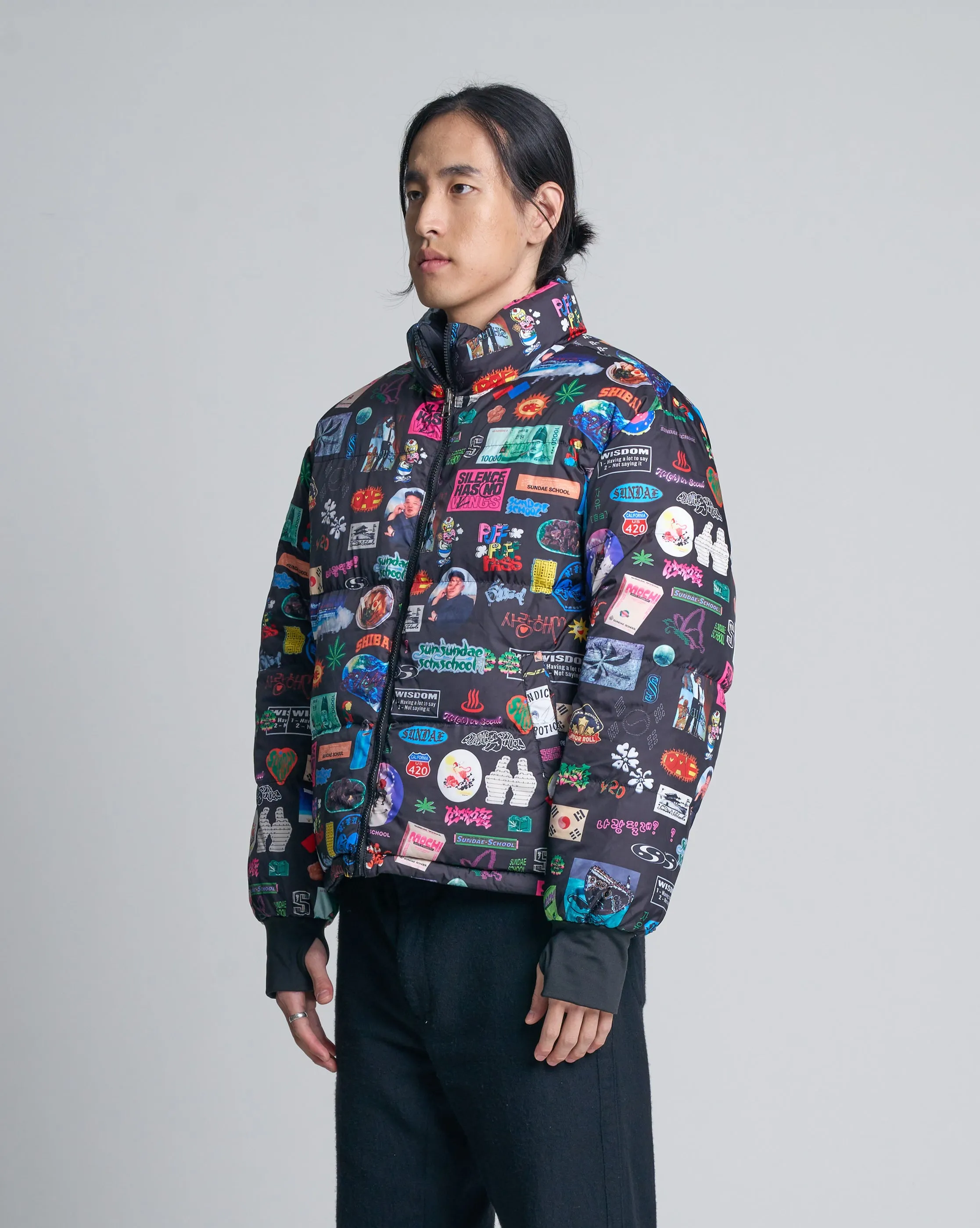 Archive Collage Puffer Jacket (Reversible)