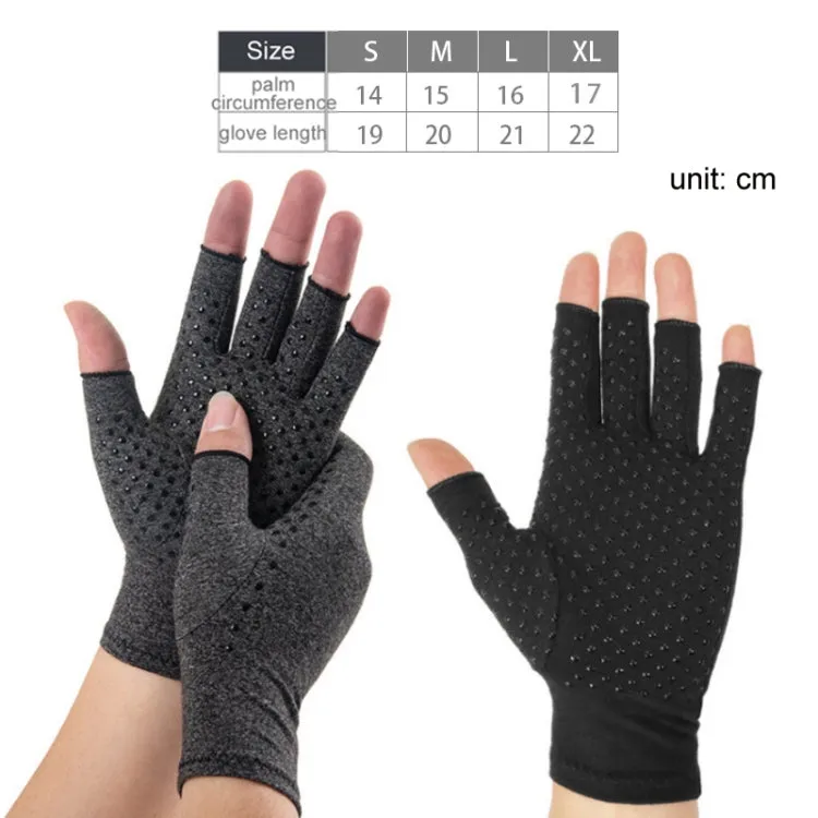 Arthritis Rehabilitation Silicone Non-slip Cycling Half Finger Gloves, Size: L(Gray)