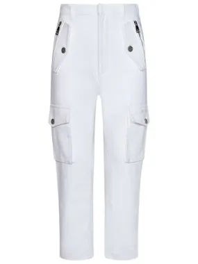 BALMAIN Elegant White Cargo Cotton Trousers