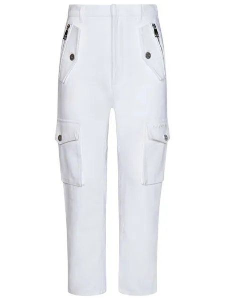 BALMAIN Elegant White Cargo Cotton Trousers