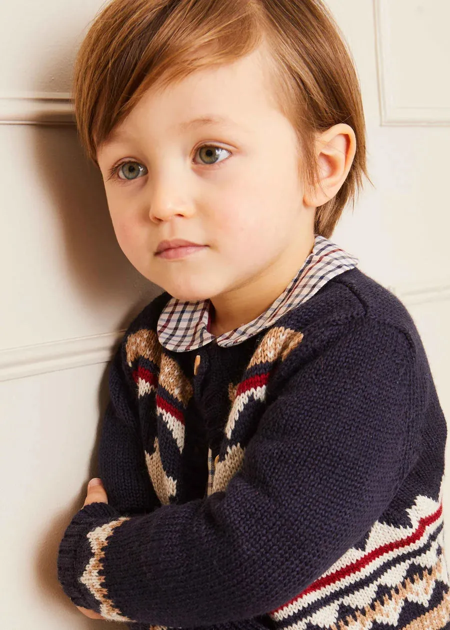 Bear Intarsia Cardigan in Navy (6mths-3yrs)