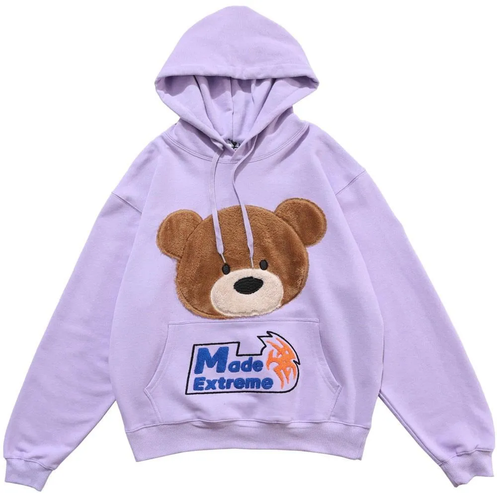 Bear Patchwork Pullover Hoodies