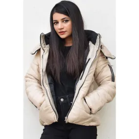 Beige Hooded Puffer Jacket