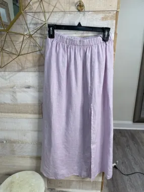 BEL High Wasit Linen Slit Maxi Skirt Pale Purple