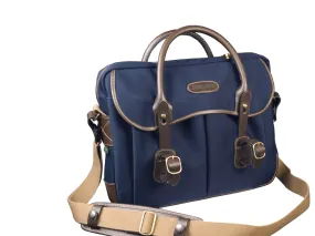 Billingham - Thomas Briefcase & Laptop Bag - Navy Canvas & Chocolate Leather