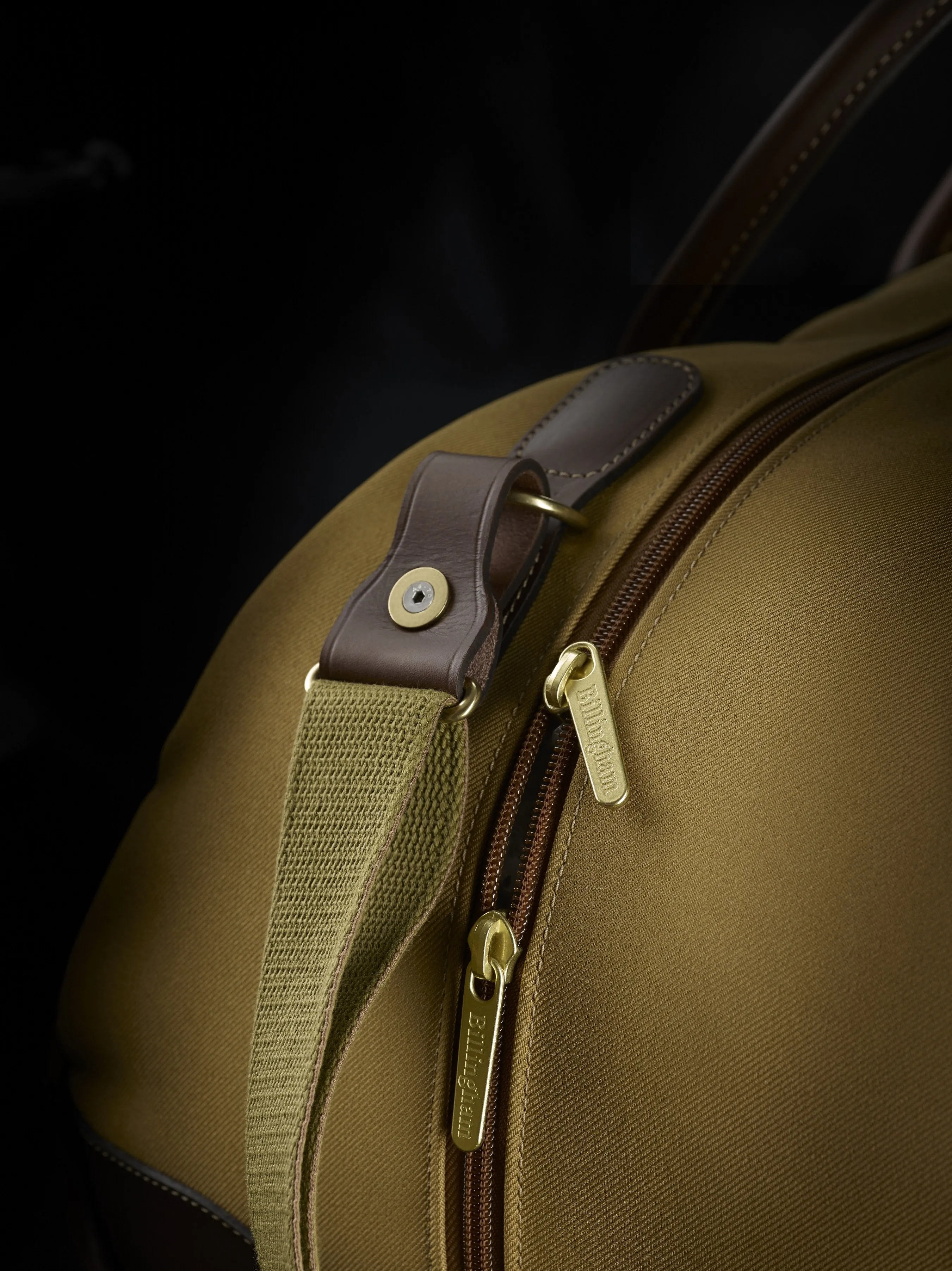 Billingham Weekender Bag - Khaki Fibrenyte, Chocolate Leather