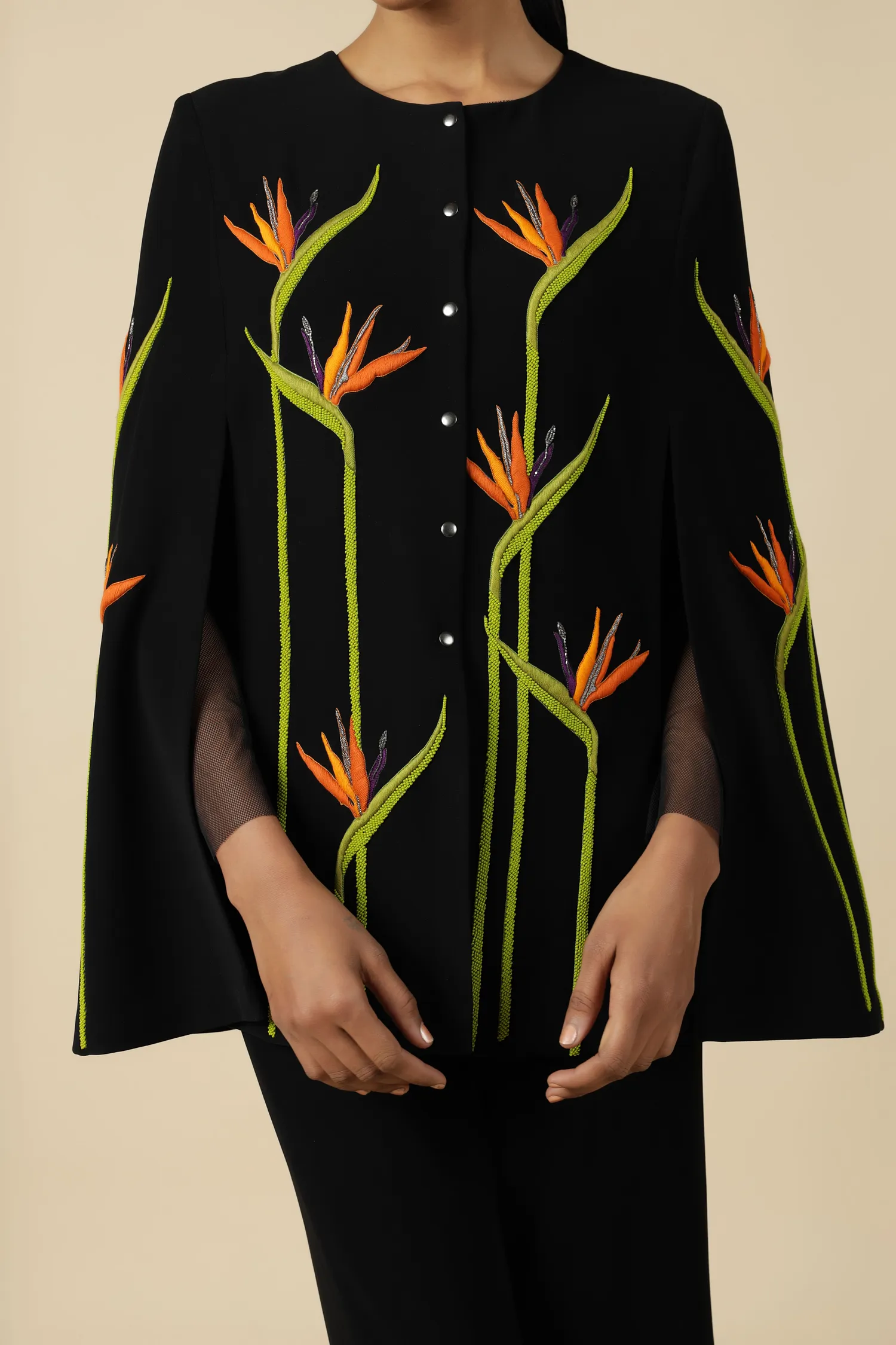 Bird Of Paradise Cape With Flared Pants