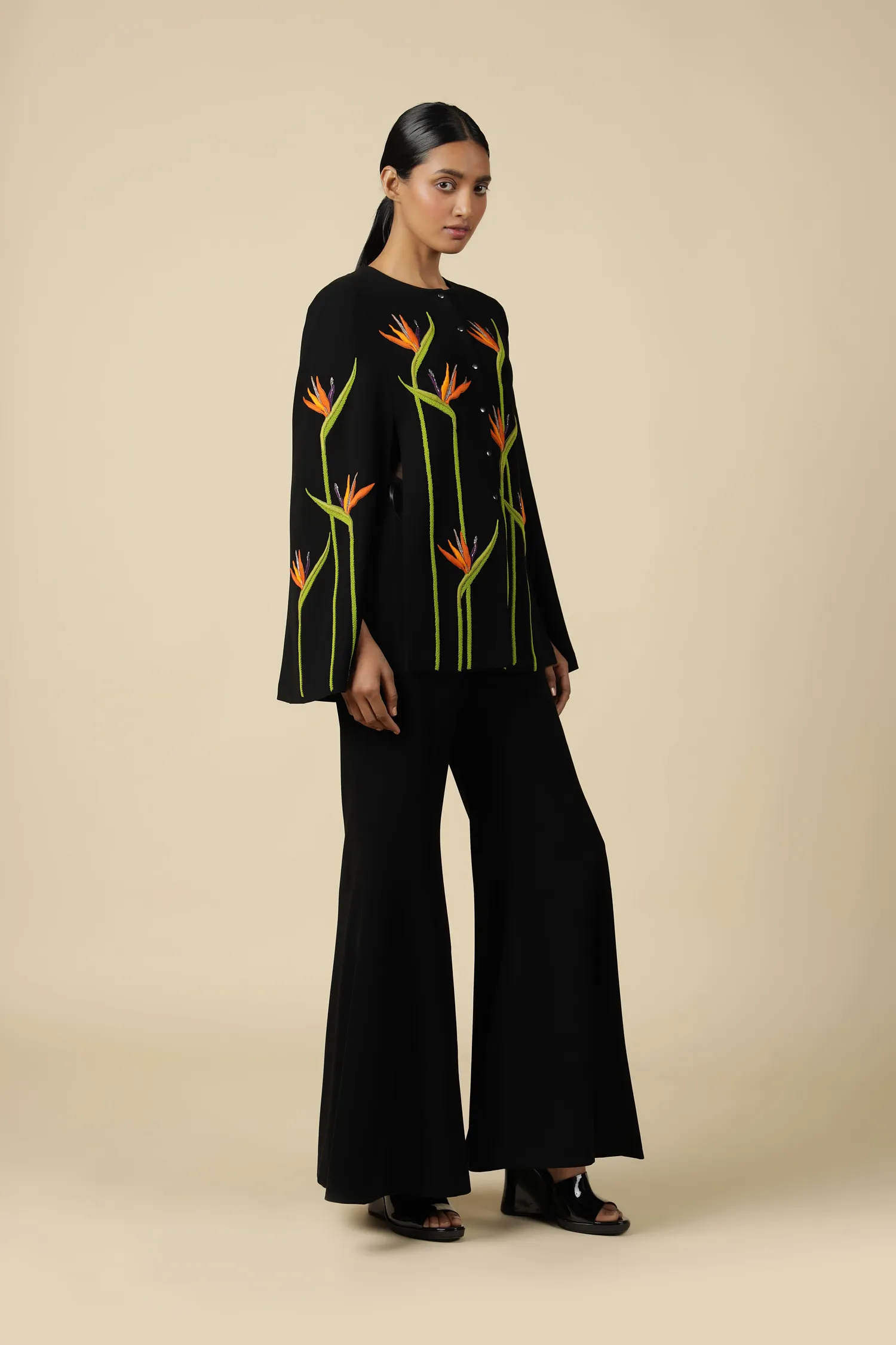 Bird Of Paradise Cape With Flared Pants