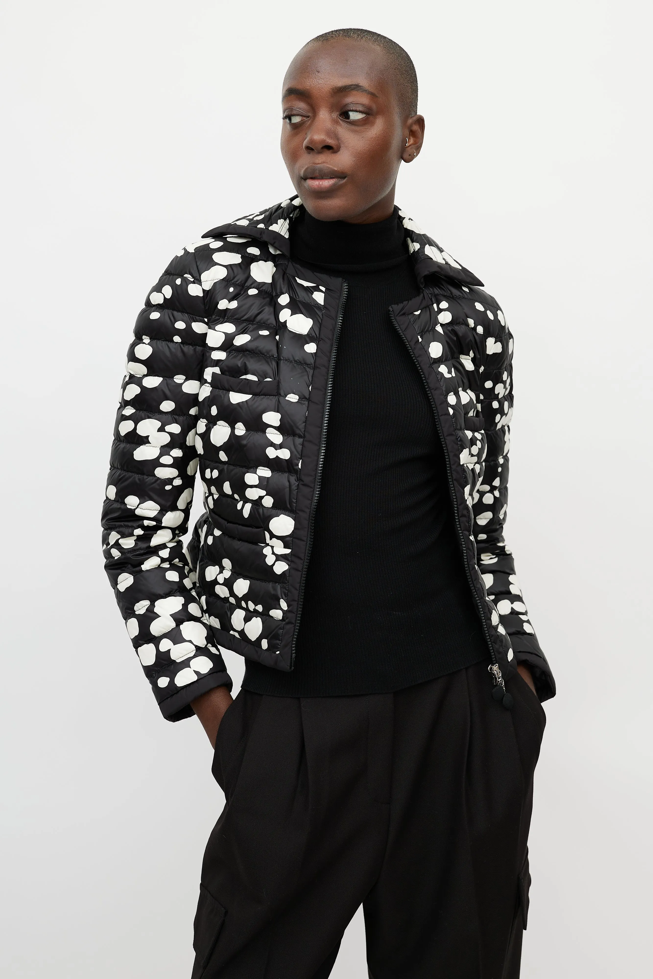 Black & White Dotted Nylon Jacket