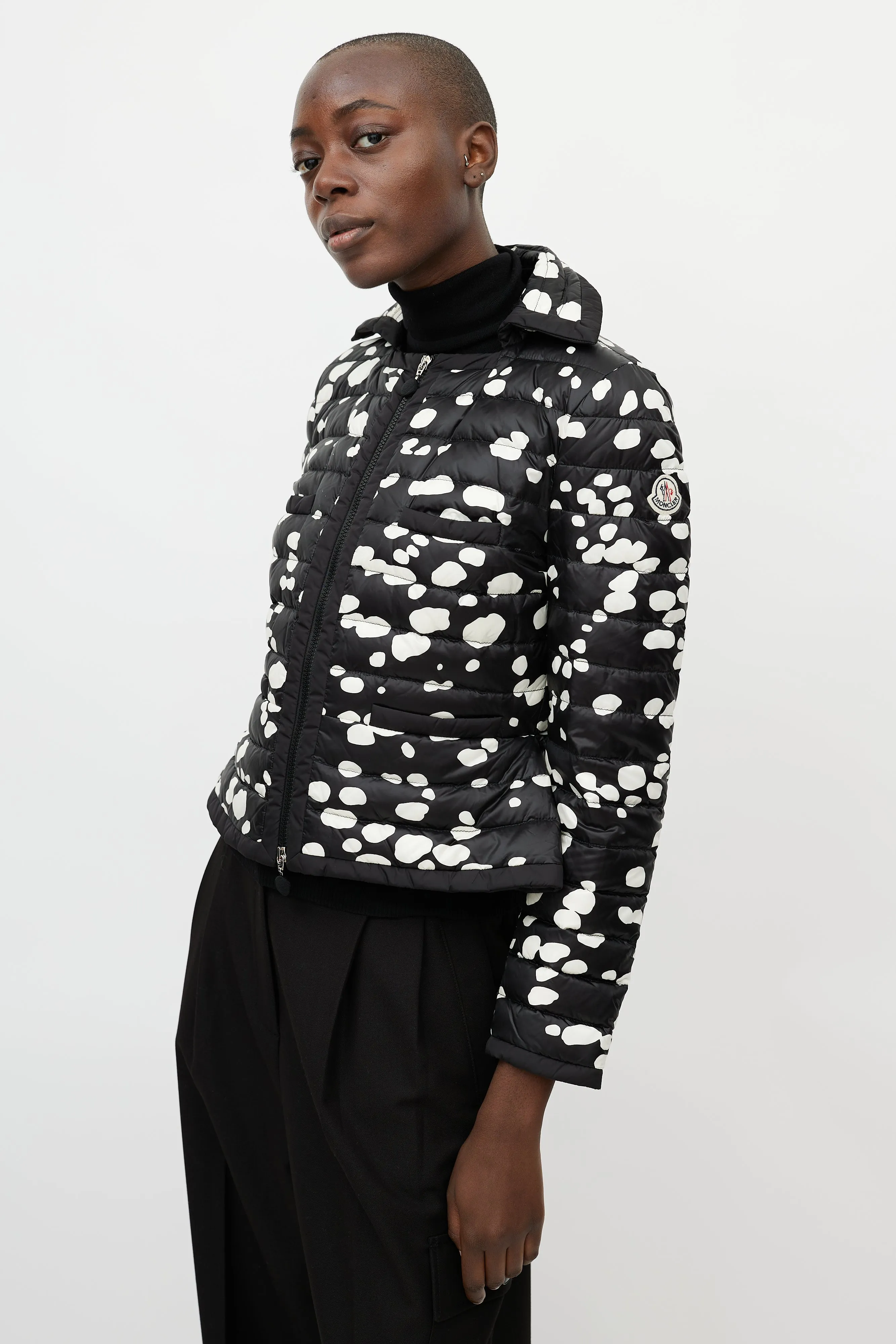 Black & White Dotted Nylon Jacket