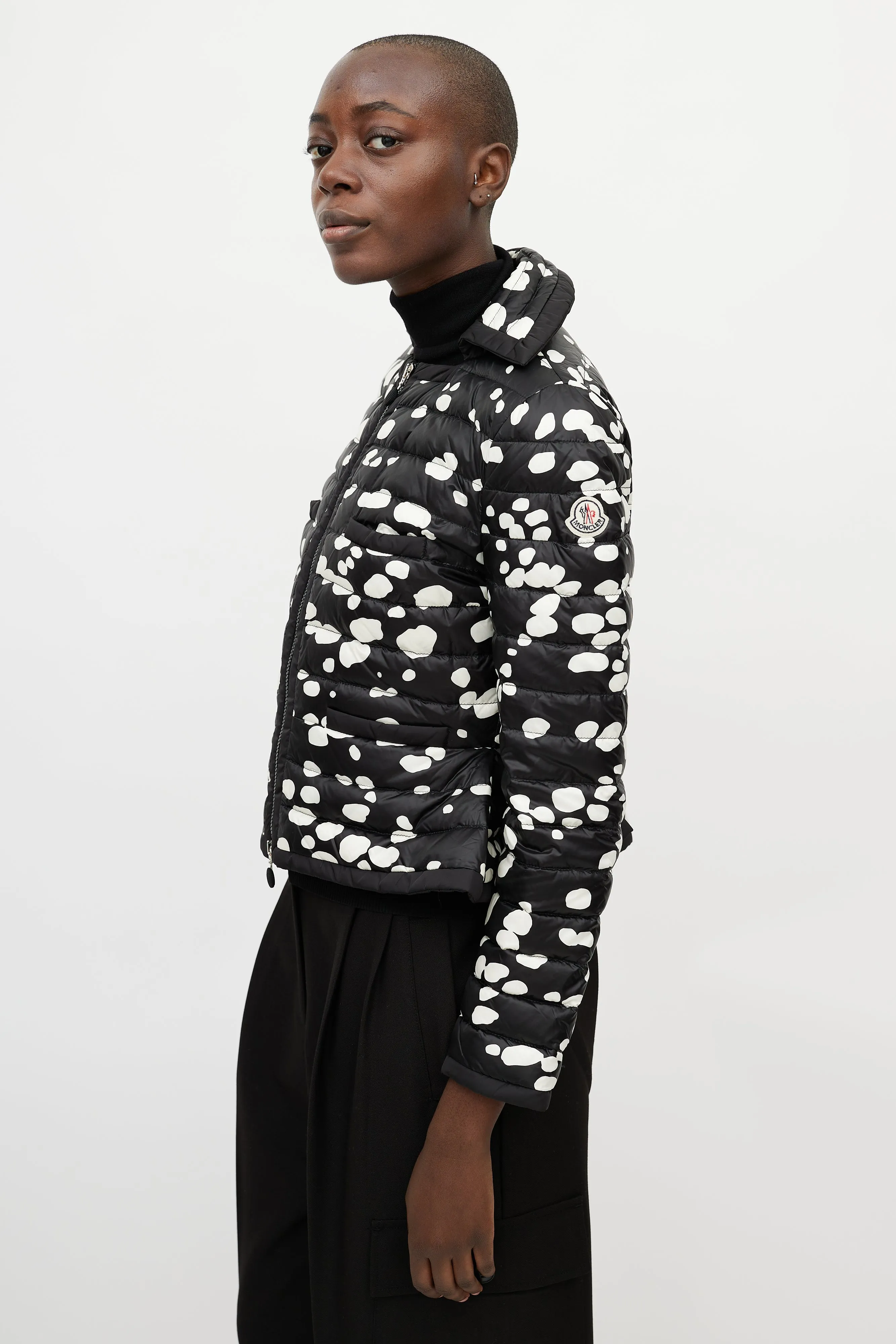 Black & White Dotted Nylon Jacket