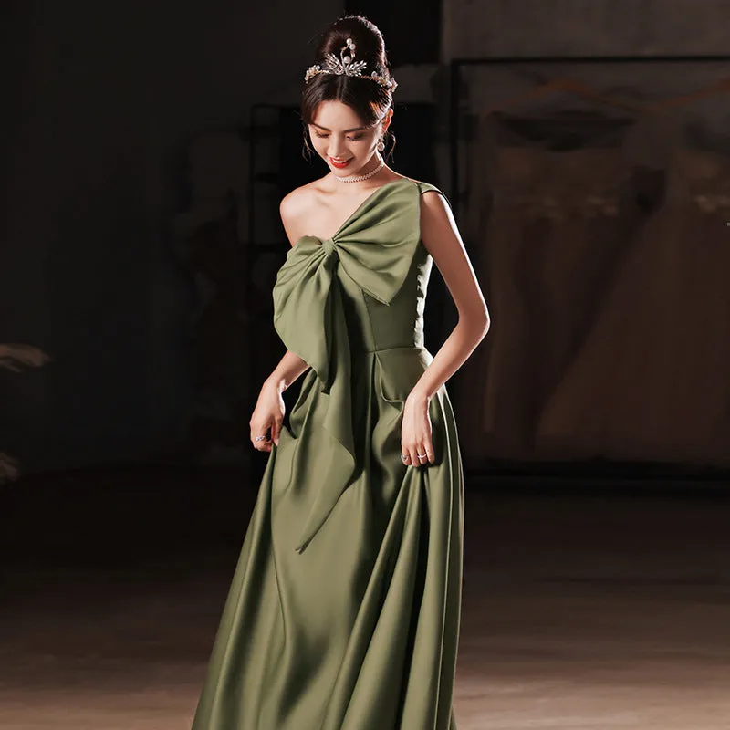 Black Evening Dress  New Spring Satin Dress Female Strapless Long Type Company Annual Meeting Graduation Dress