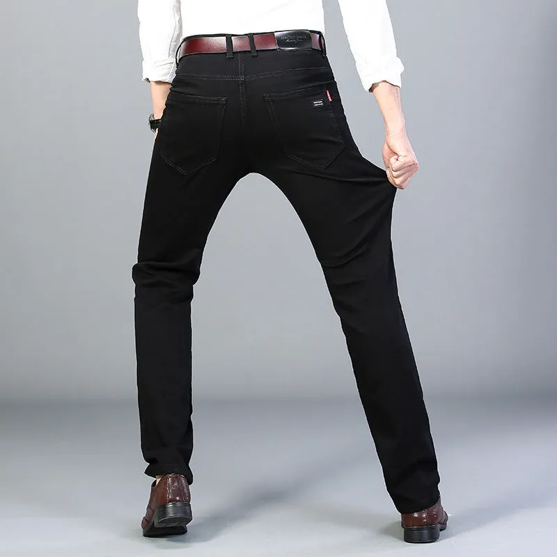 Black Jeans Men's 2023 New Slim Fit Skinny Autumn Fashion Brand Stretch Casual Spring and Autumn Business Trousers Men