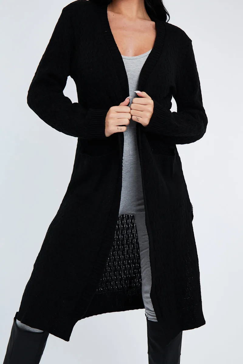 Black Long Knit Cardigan - Shola