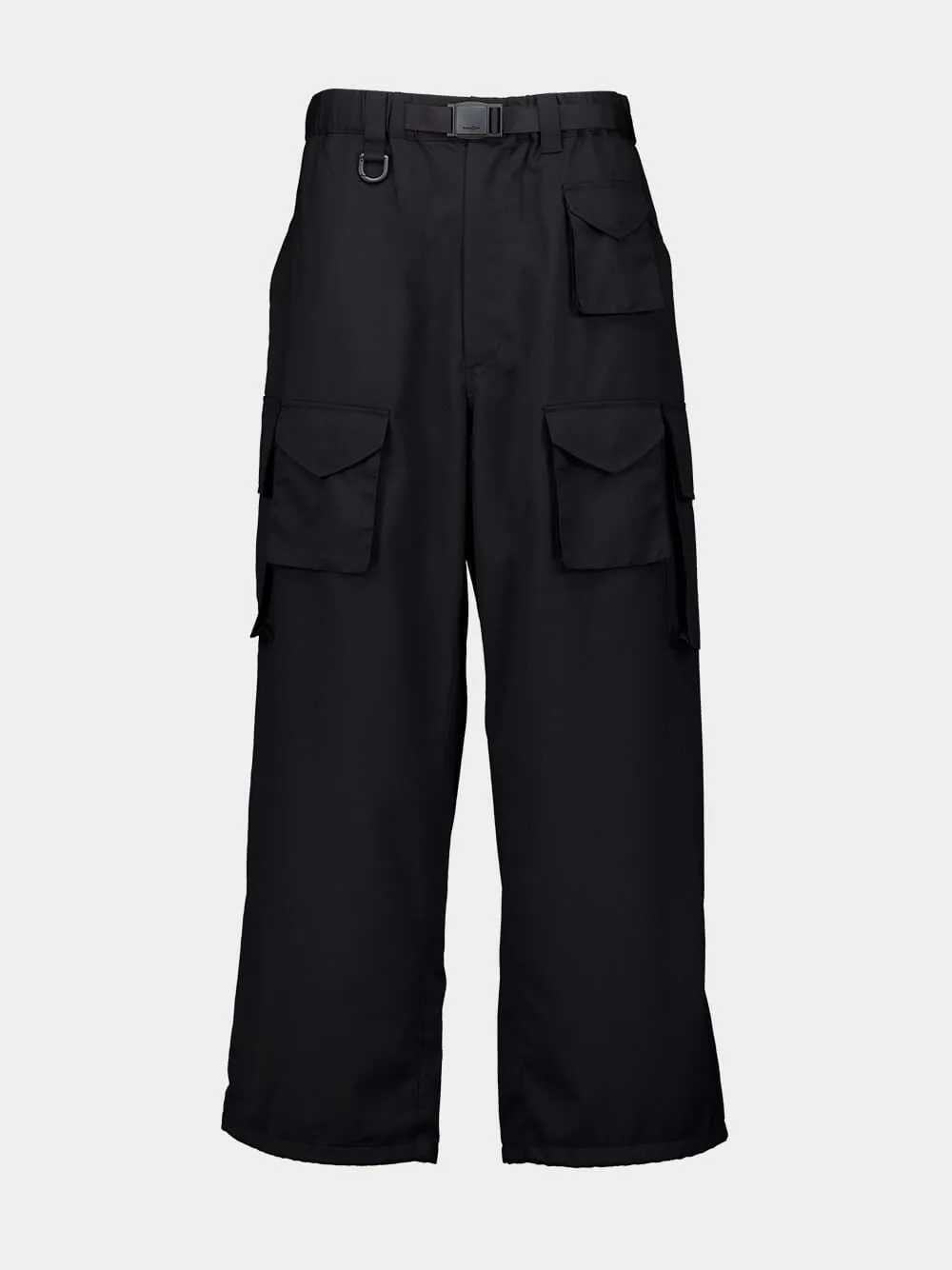 Black Refined Wool Cargo Tracksuit Trousers