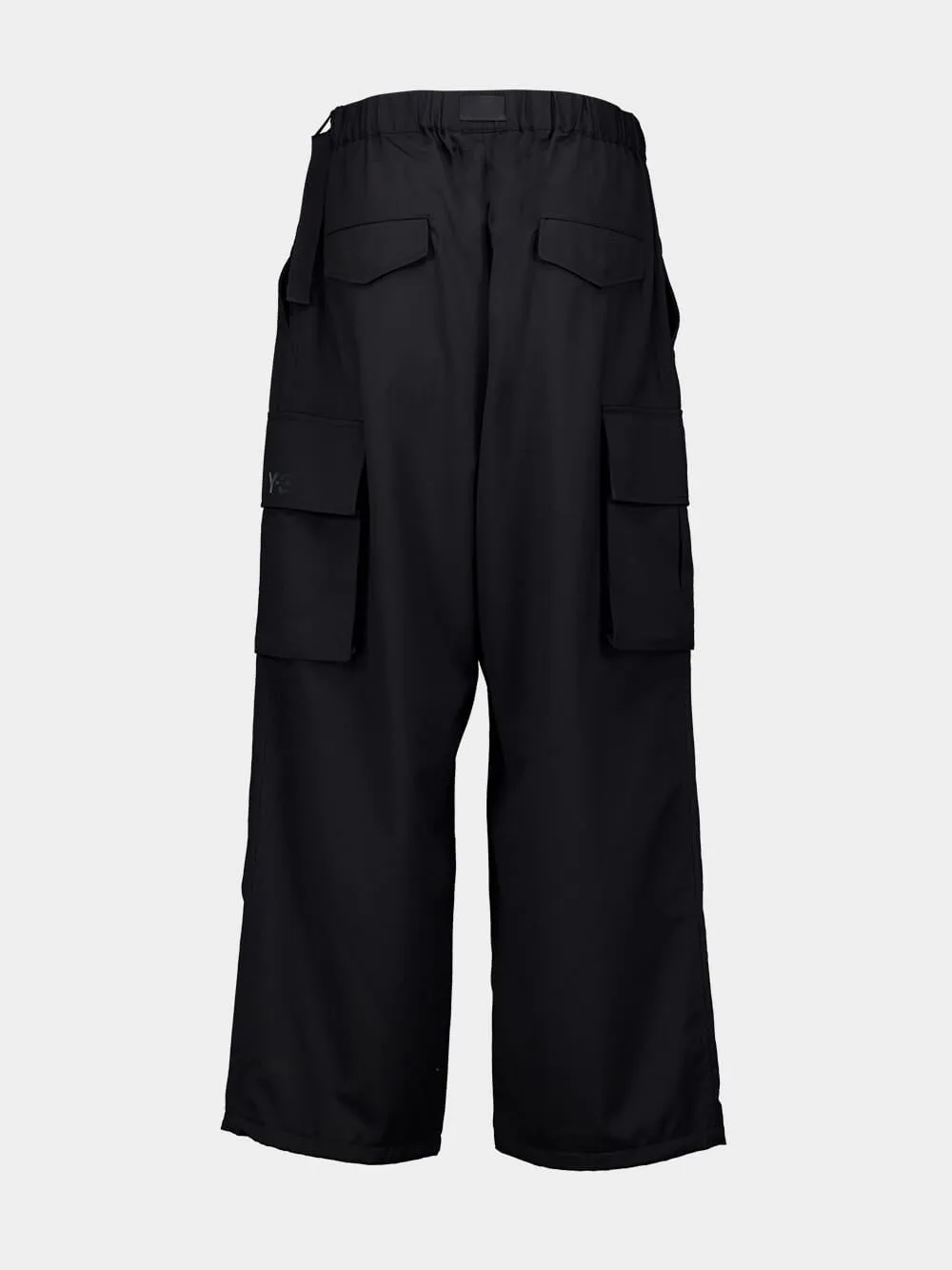 Black Refined Wool Cargo Tracksuit Trousers