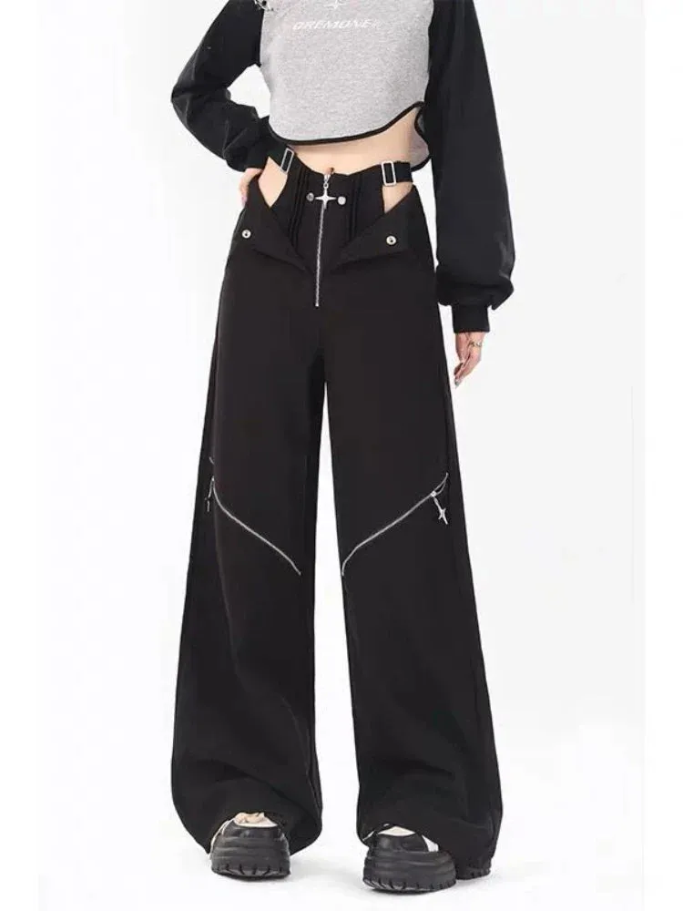 Black Retro Casual Halloween Cargo Pants