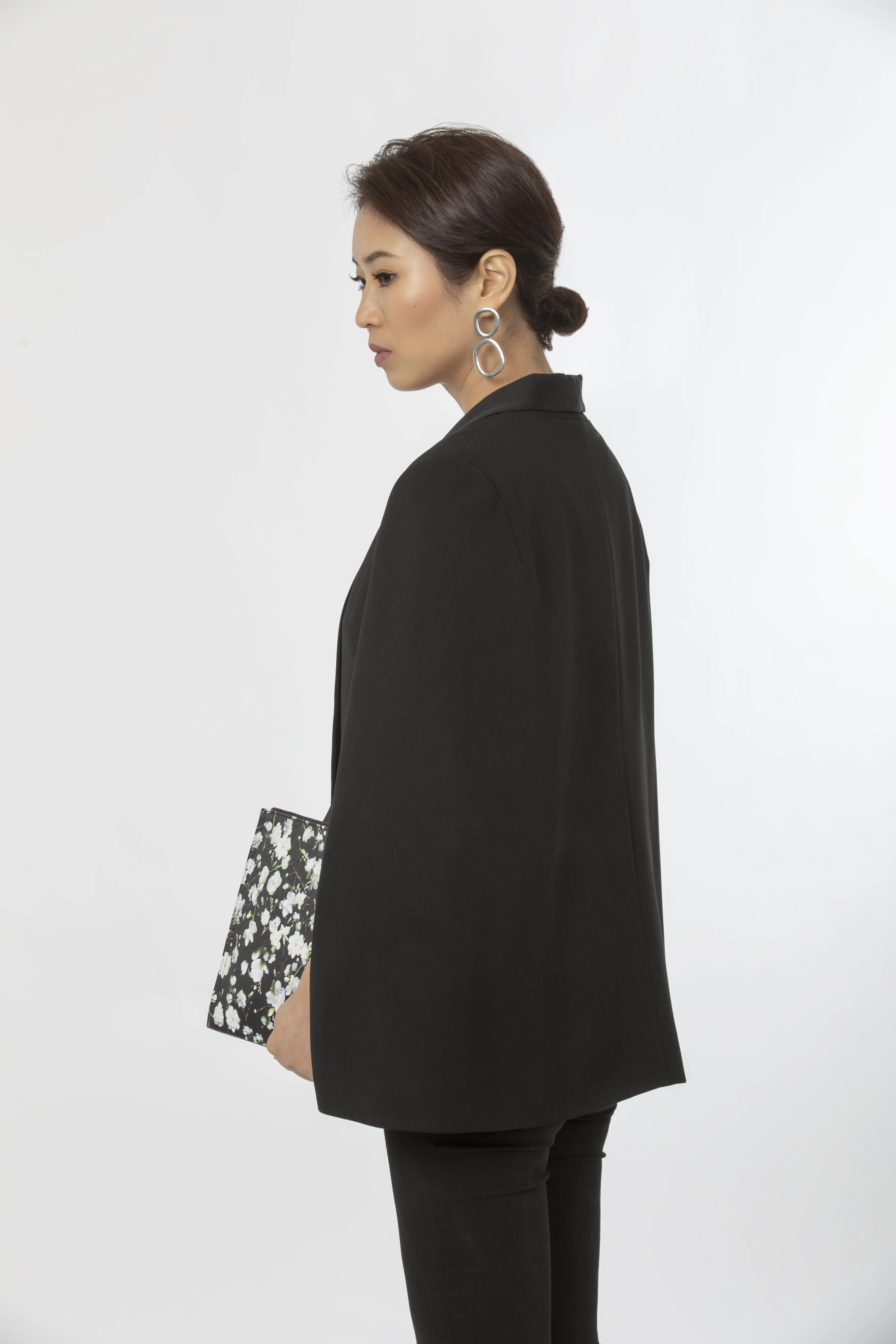 Black Satin Cloak Coat